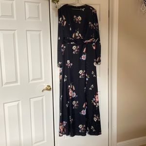 Mac Duggal black Floral long Dress